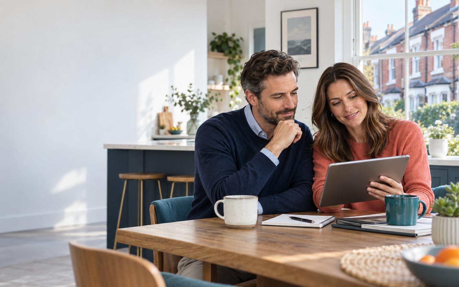 Property owners reviewing their portfolio together on a tablet